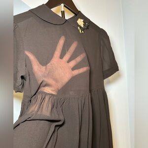 Vintage Anna Molinari Black Babydoll Peter Pan Collar Top